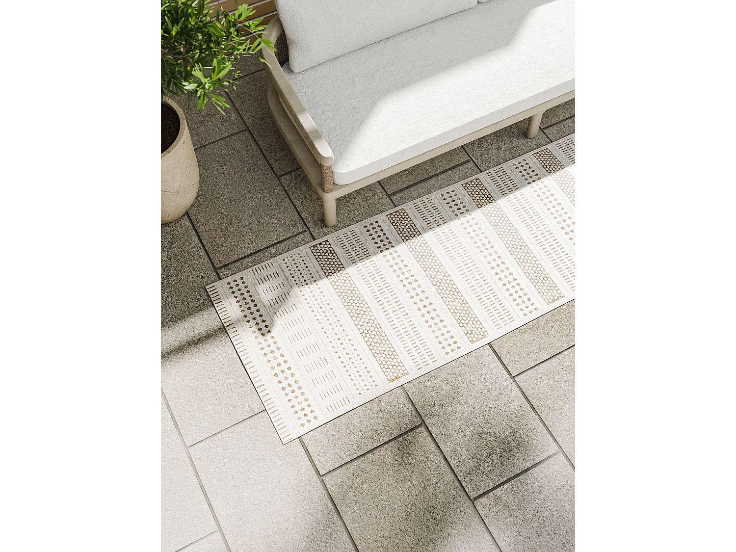 Tapis d'extérieur & intérieur Kaleo Crème/Beige 70x200 cm