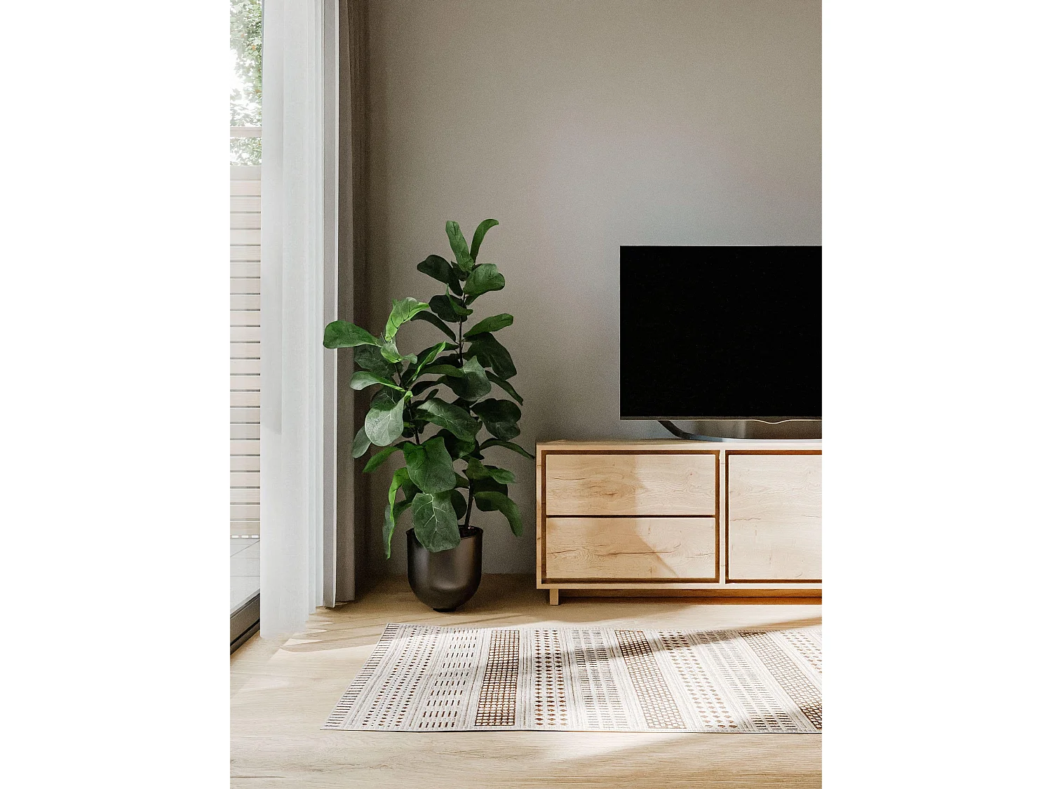 Tapis d'extérieur & intérieur Kaleo Crème/Beige 70x200 cm