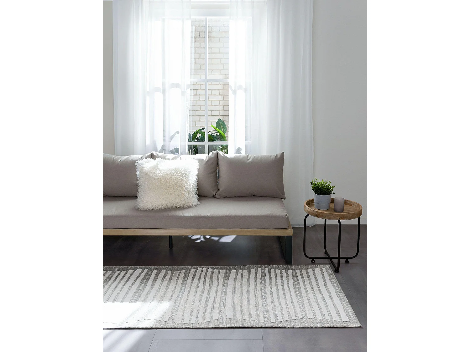 Tapis d'extérieur & intérieur Flora Beige 80x300 cm