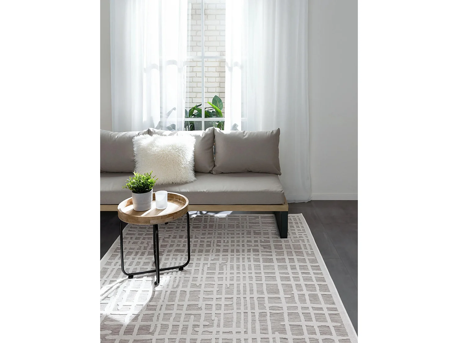 Tapis d'extérieur & intérieur Flora Beige 120x170 cm