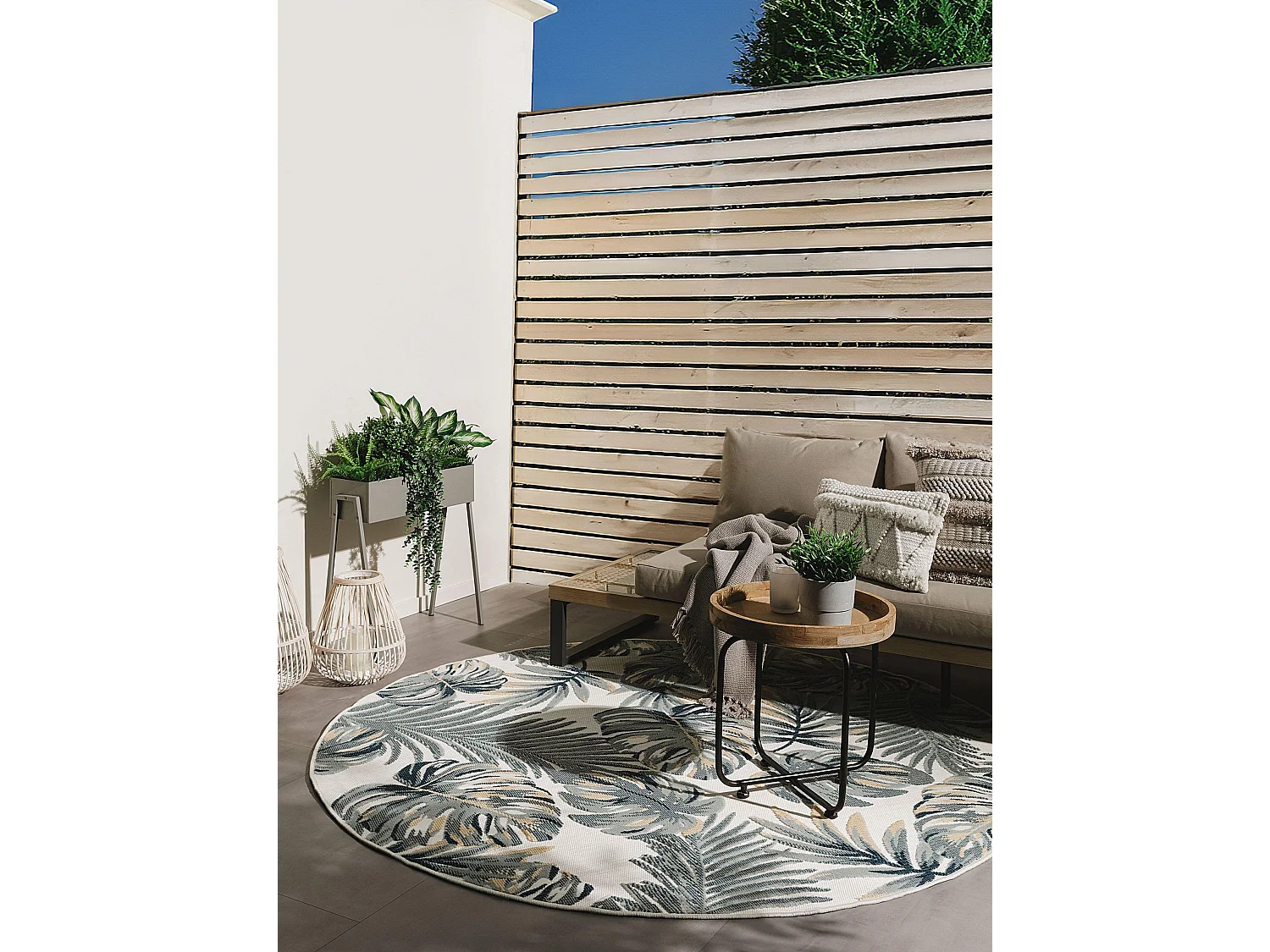 Tapis d'extérieur & intérieur Flora Multicouleur ø 200 cm rond