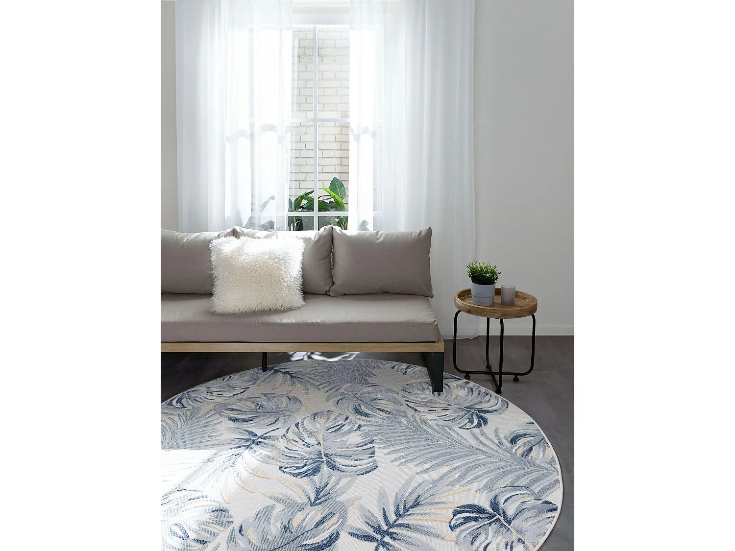 Tapis d'extérieur & intérieur Flora Multicouleur ø 200 cm rond
