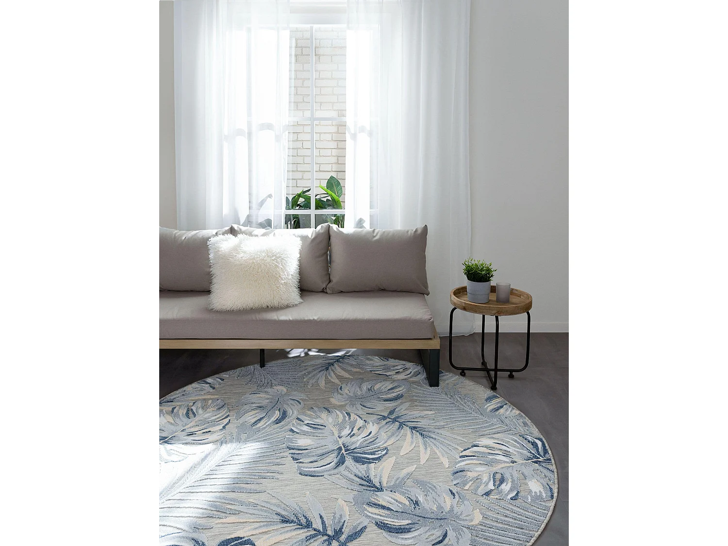 Tapis d'extérieur & intérieur Flora Multicouleur ø 200 cm rond