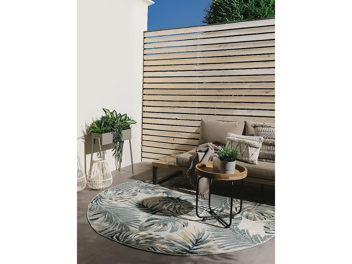 Tapis d'extérieur & intérieur Flora Multicouleur ø 200 cm rond