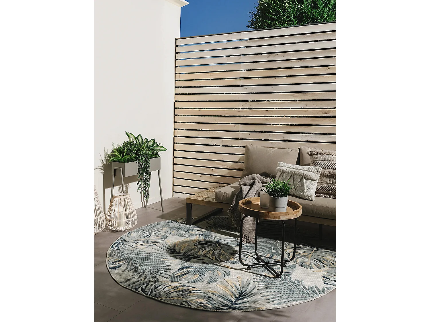 Tapis d'extérieur & intérieur Flora Multicouleur ø 200 cm rond