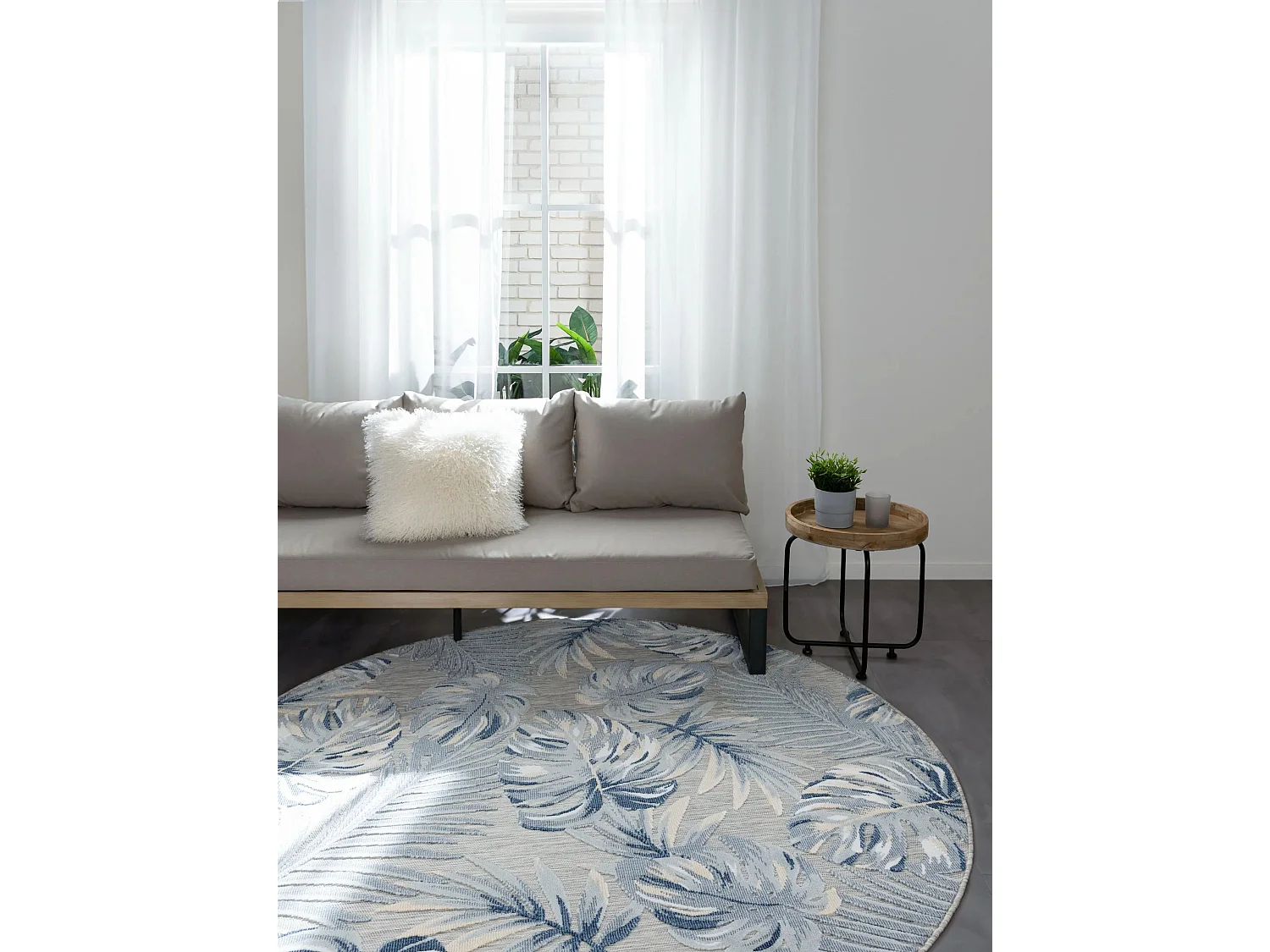 Tapis d'extérieur & intérieur Flora Multicouleur ø 200 cm rond