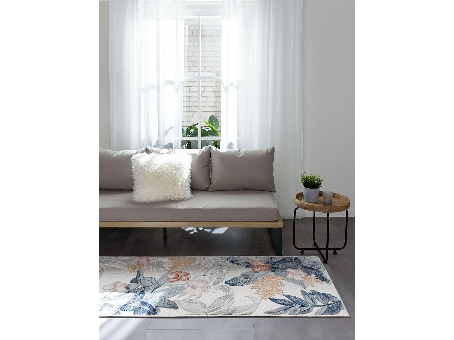 Tapis d'extérieur & intérieur Flora Multicouleur 80x250 cm