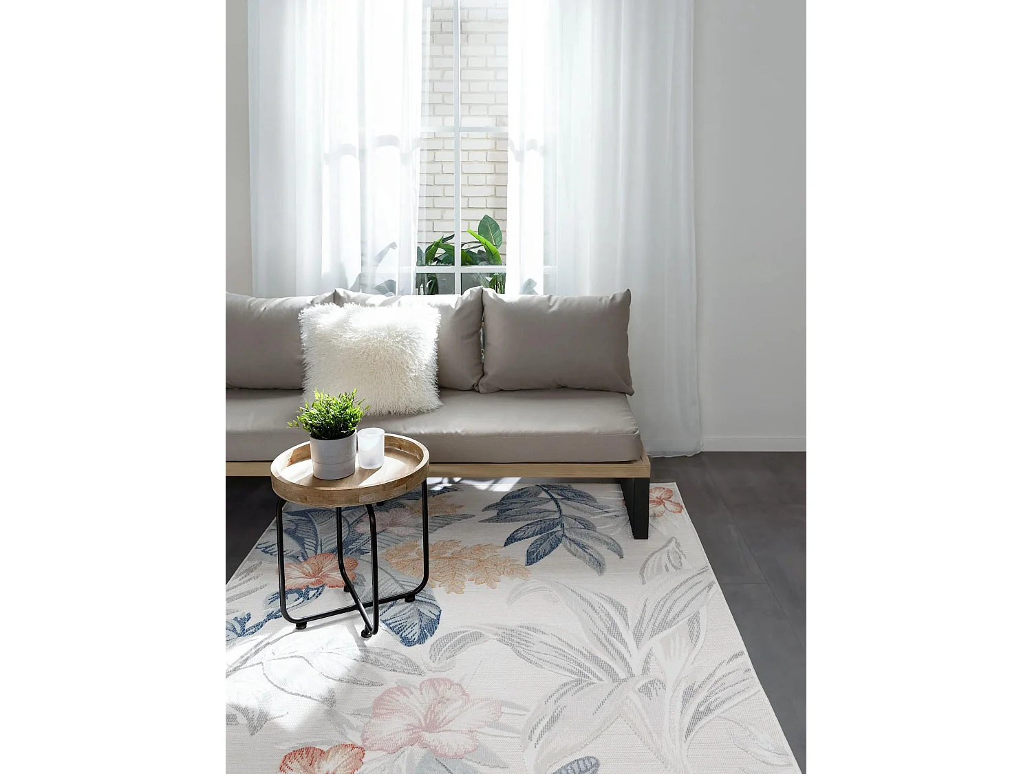Tapis d'extérieur & intérieur Flora Multicouleur 80x150 cm