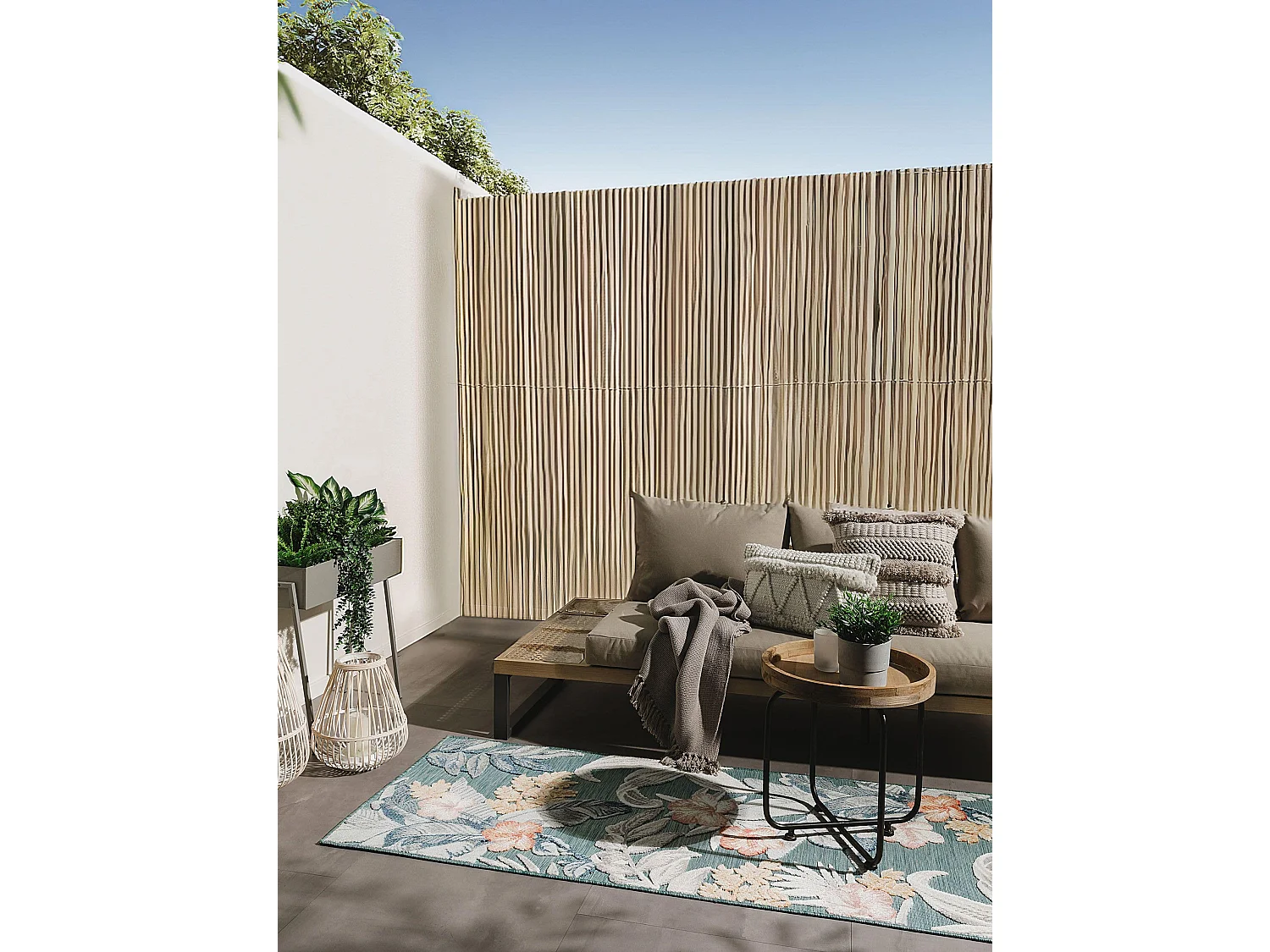 Tapis d'extérieur & intérieur Flora Multicouleur 80x250 cm