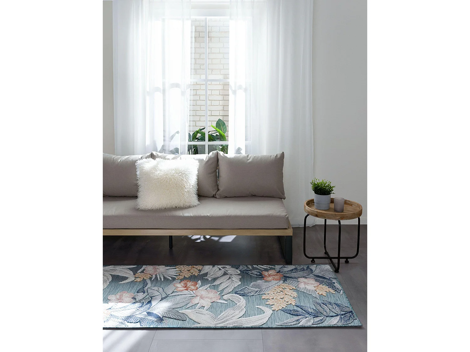 Tapis d'extérieur & intérieur Flora Multicouleur 80x250 cm