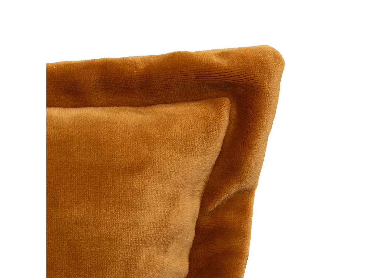 Coussin décoratif flanelle Jaune cumin effet fourrure 38 x 58 cm