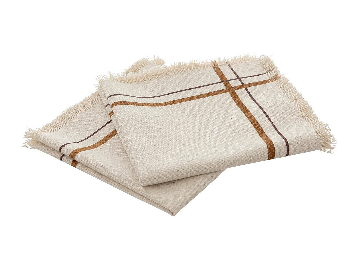 Lot de 2 serviettes de table en coton Beige, Cannelle et Violet 40 x 40 cm