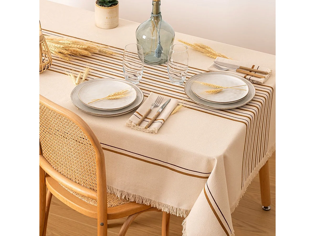 Lot de 2 serviettes de table en coton Beige, Cannelle et Violet 40 x 40 cm