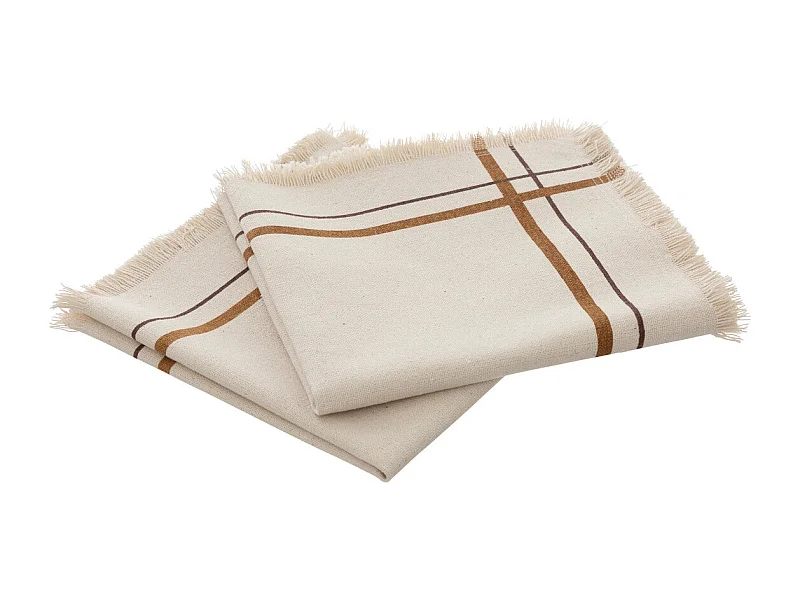 Lot de 2 serviettes de table en coton Beige, Cannelle et Violet 40 x 40 cm