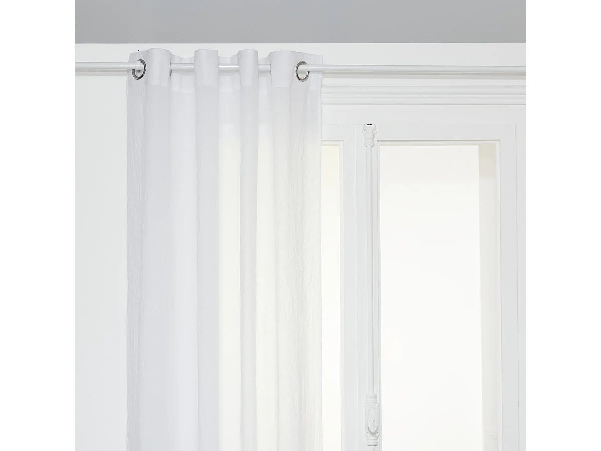 Voilage à œillets en polyester et coton Blanc 135 x 240 cm
