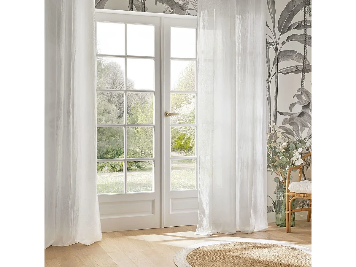 Voilage à œillets en polyester et coton Blanc 135 x 240 cm