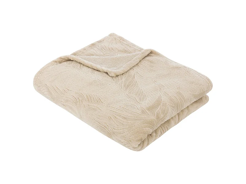 Plaid flanelle Beige Lin motif en relief 125 x 150 cm