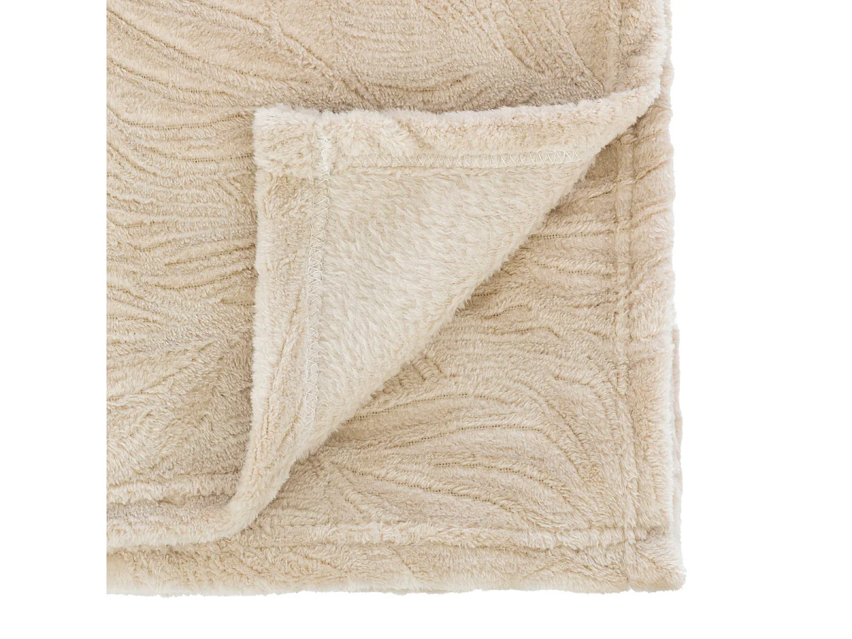 Plaid flanelle Beige Lin motif en relief 125 x 150 cm