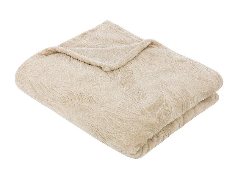 Plaid flanelle Beige Lin motif en relief 125 x 150 cm