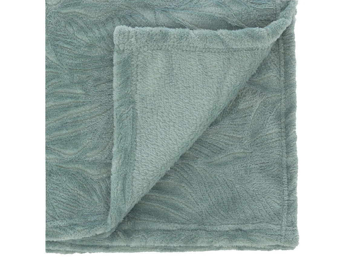 Plaid flanelle Bleu givré motif en relief 125 x 150 cm
