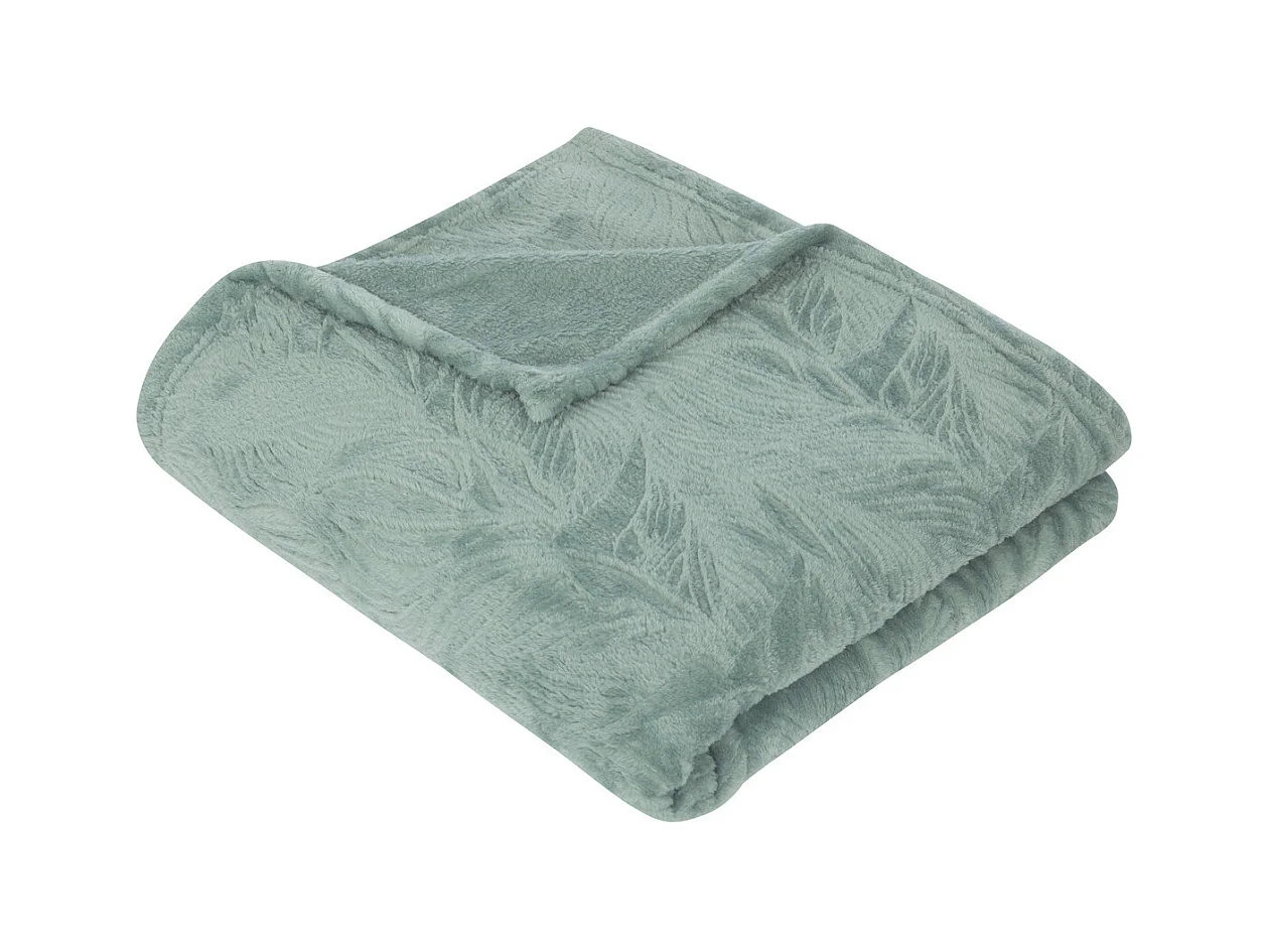 Plaid flanelle Bleu givré motif en relief 125 x 150 cm
