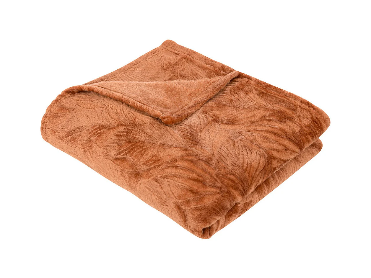 Plaid flanelle Terracotta motif en relief 125 x 150 cm