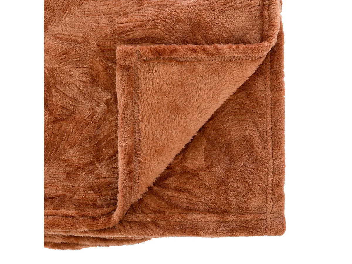 Plaid flanelle Terracotta motif en relief 125 x 150 cm