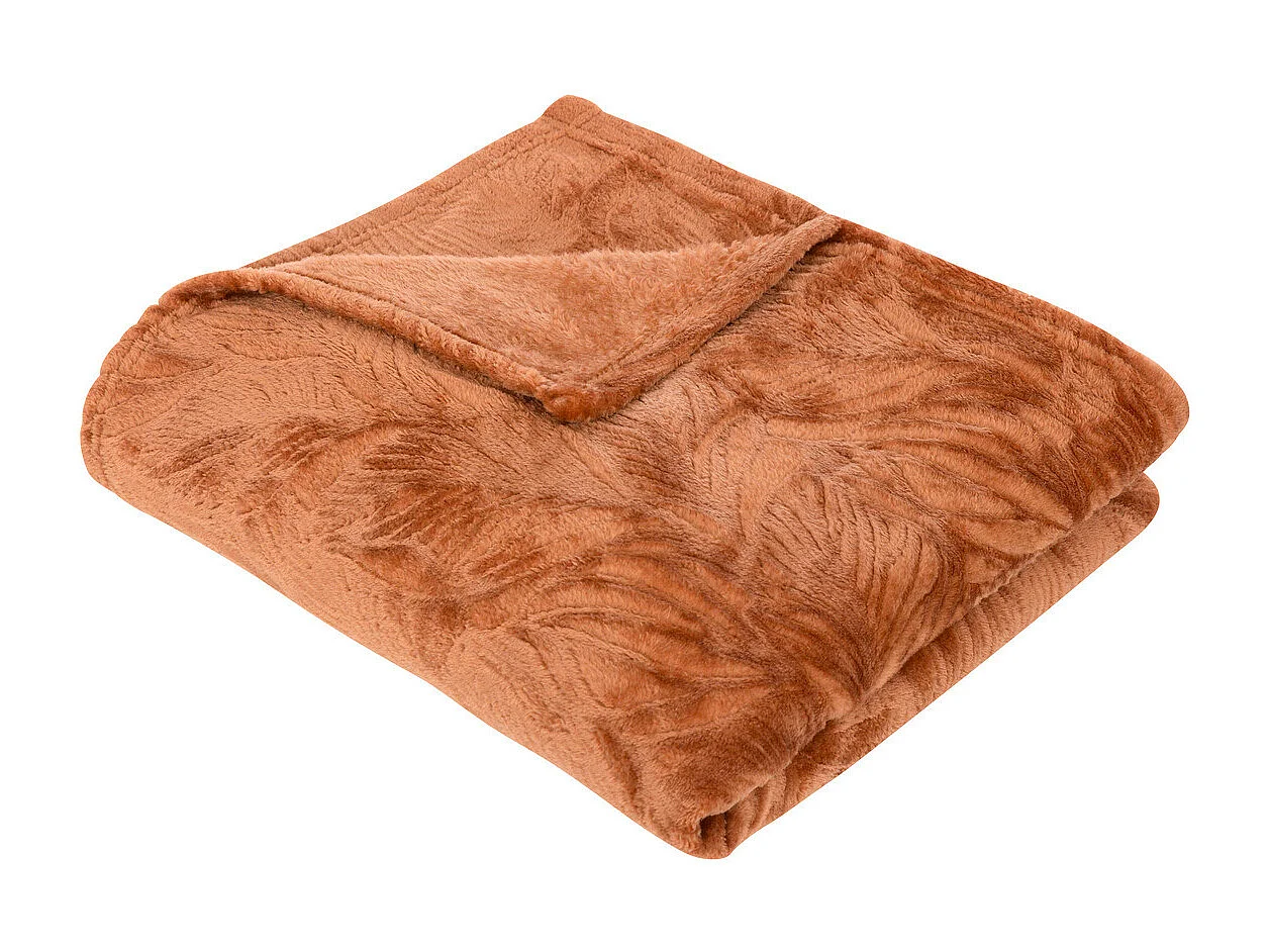Plaid flanelle Terracotta motif en relief 125 x 150 cm