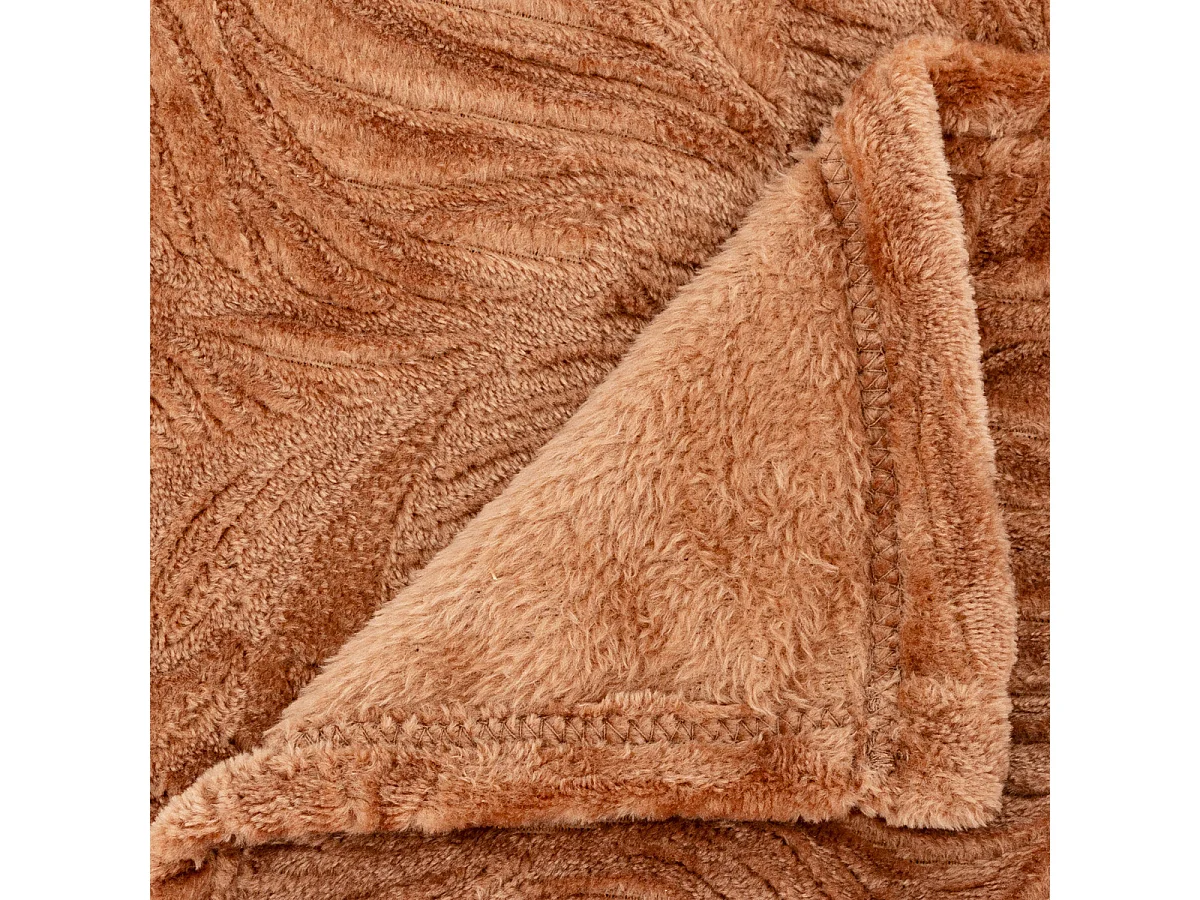 Plaid flanelle Terracotta motif en relief 180 x 230 cm