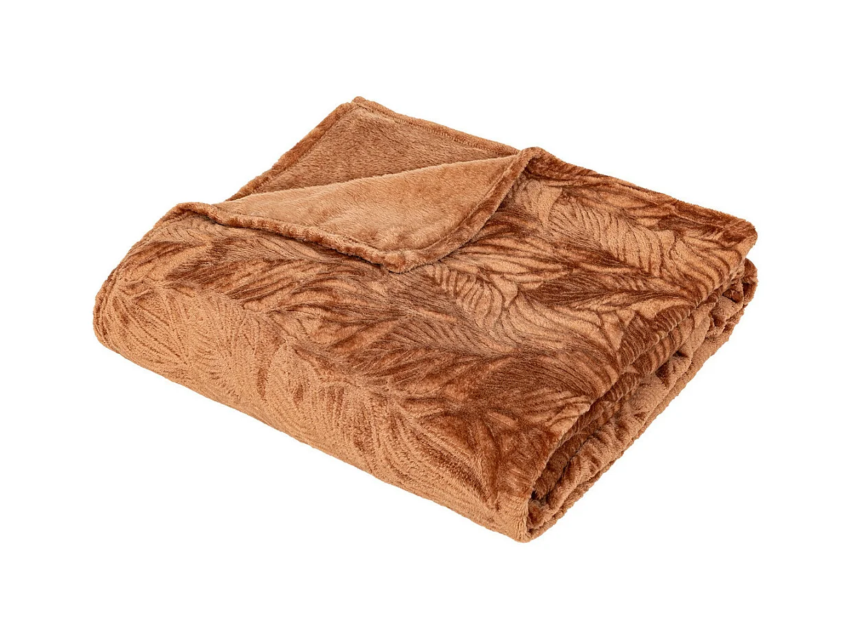 Plaid flanelle Terracotta motif en relief 180 x 230 cm