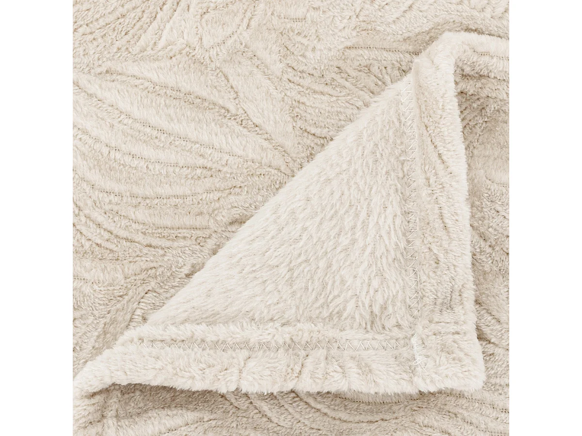 Plaid flanelle Beige lin motif en relief 180 x 230 cm