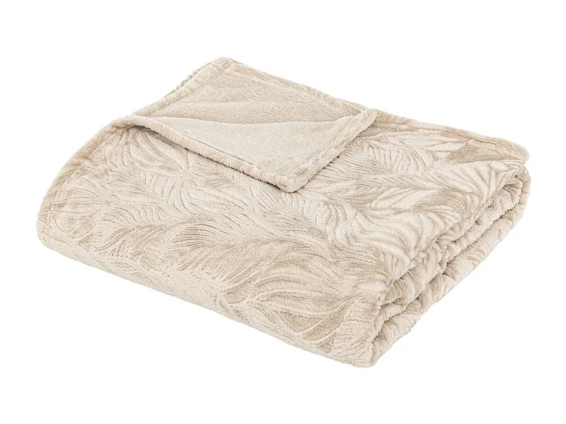 Plaid flanelle Beige lin motif en relief 180 x 230 cm