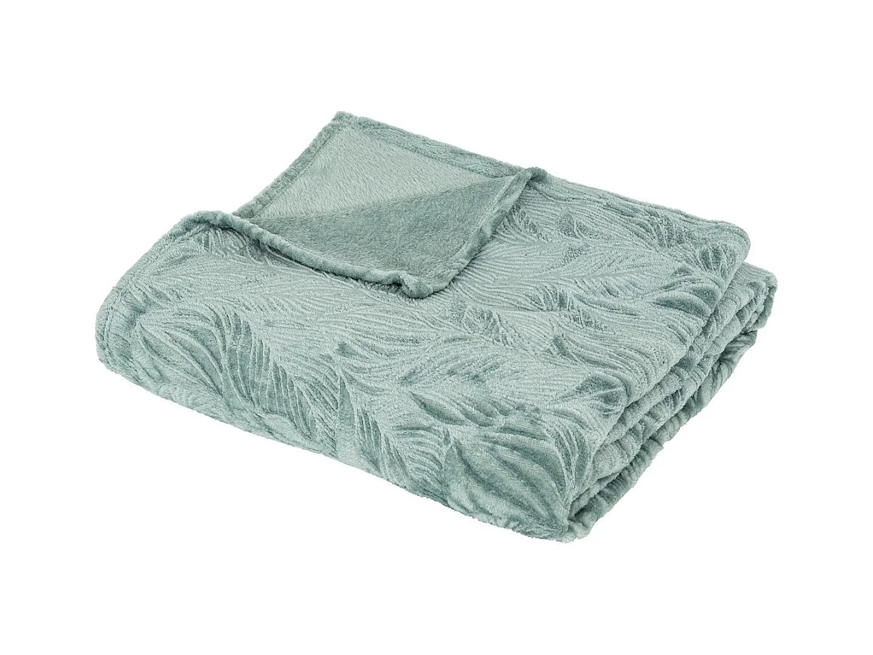 Plaid flanelle Bleu givré motif en relief 180 x 230 cm