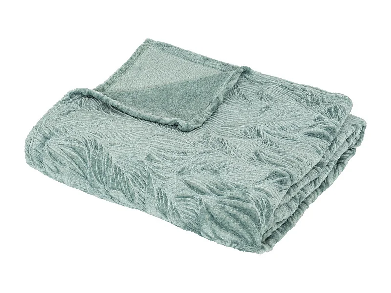 Plaid flanelle Bleu givré motif en relief 180 x 230 cm