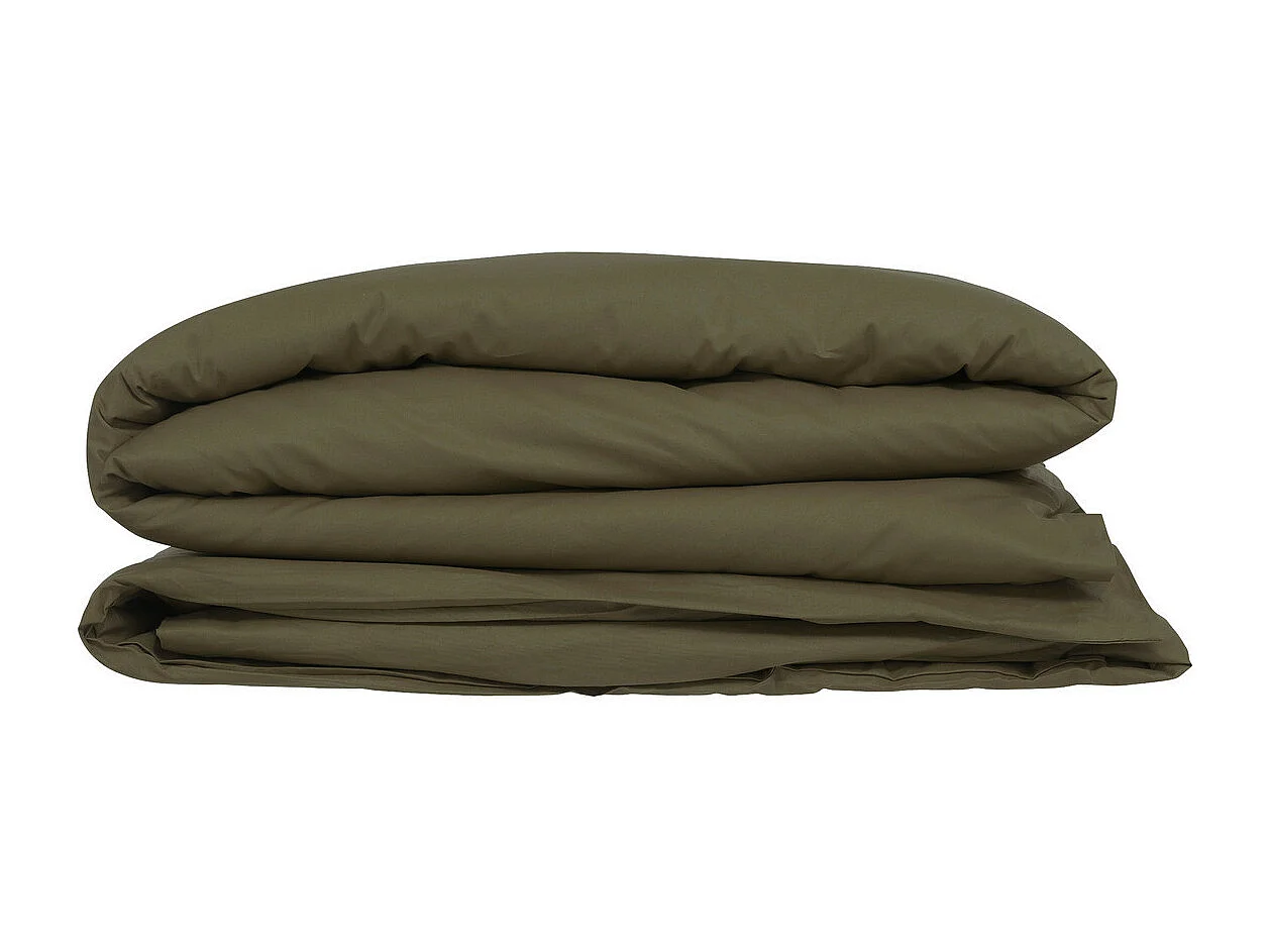Housse de couette 1 Personne en Coton Vert Kaki 140 x 200 cm