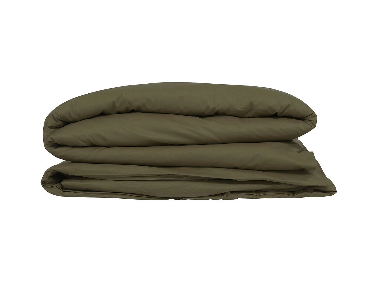 Housse de couette 1 Personne en Coton Vert Kaki 140 x 200 cm