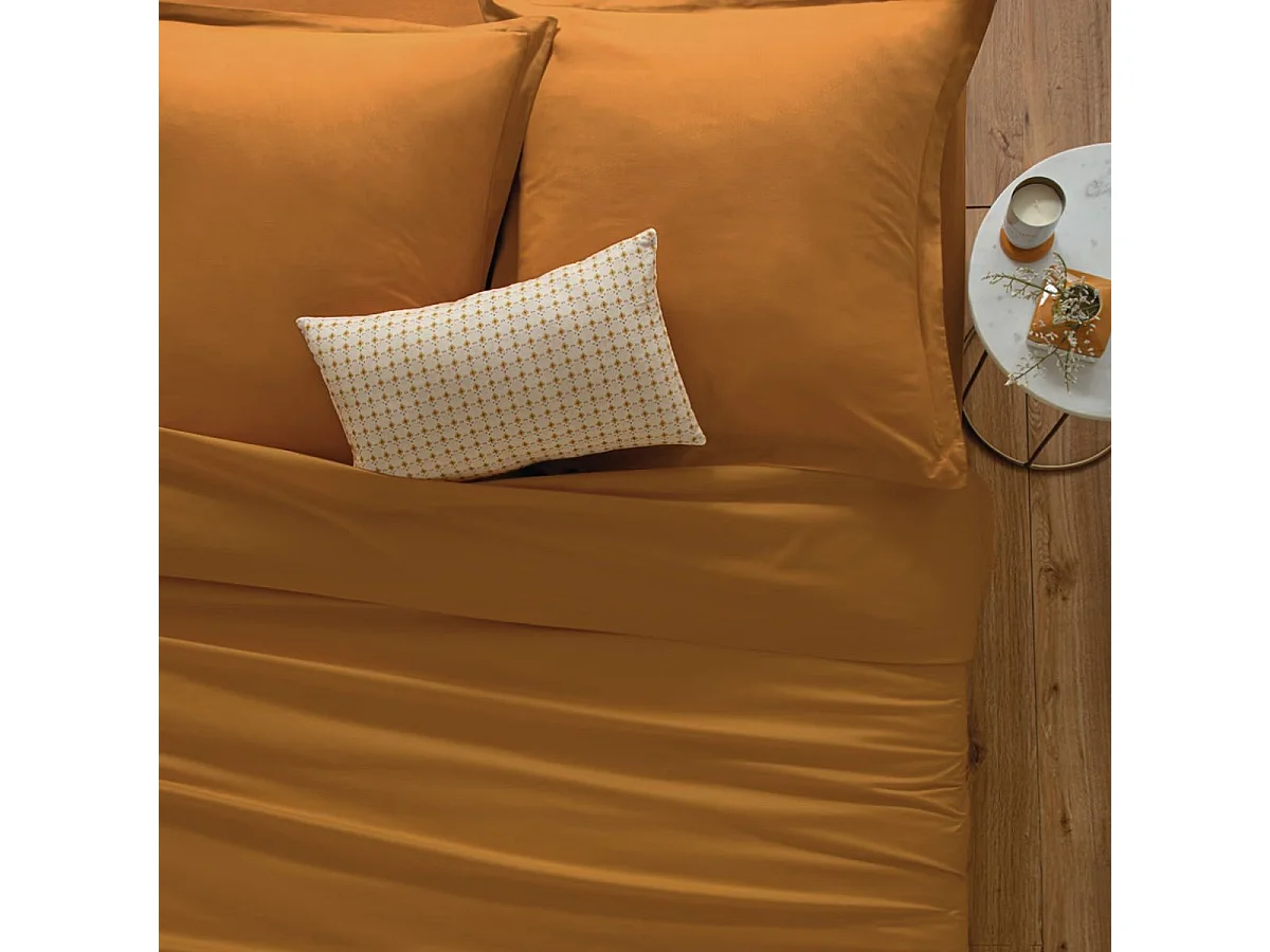 Housse de couette 1 Personne en Coton  Jaune cumin 140 x 200 cm