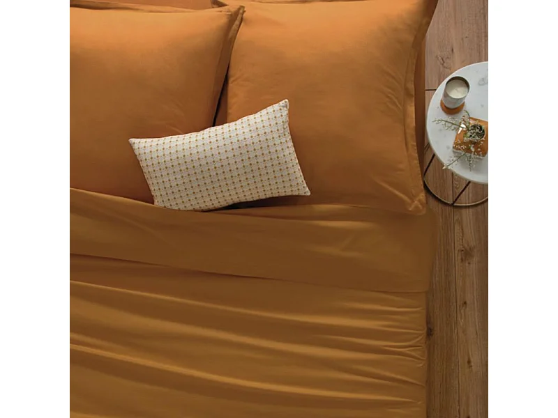 Housse de couette 1 Personne en Coton  Jaune cumin 140 x 200 cm