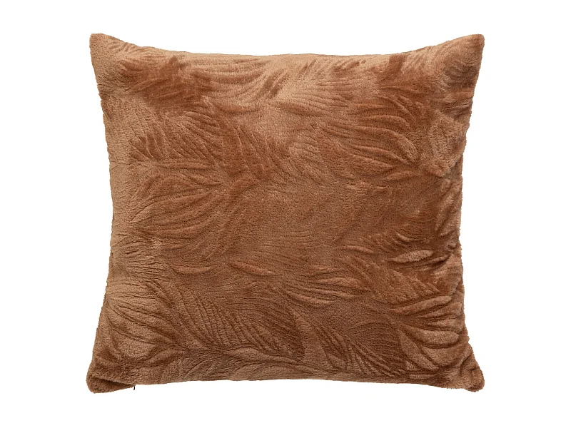 Coussin décoratif flanelle Terracotta  motif en relief 40 x 40 cm