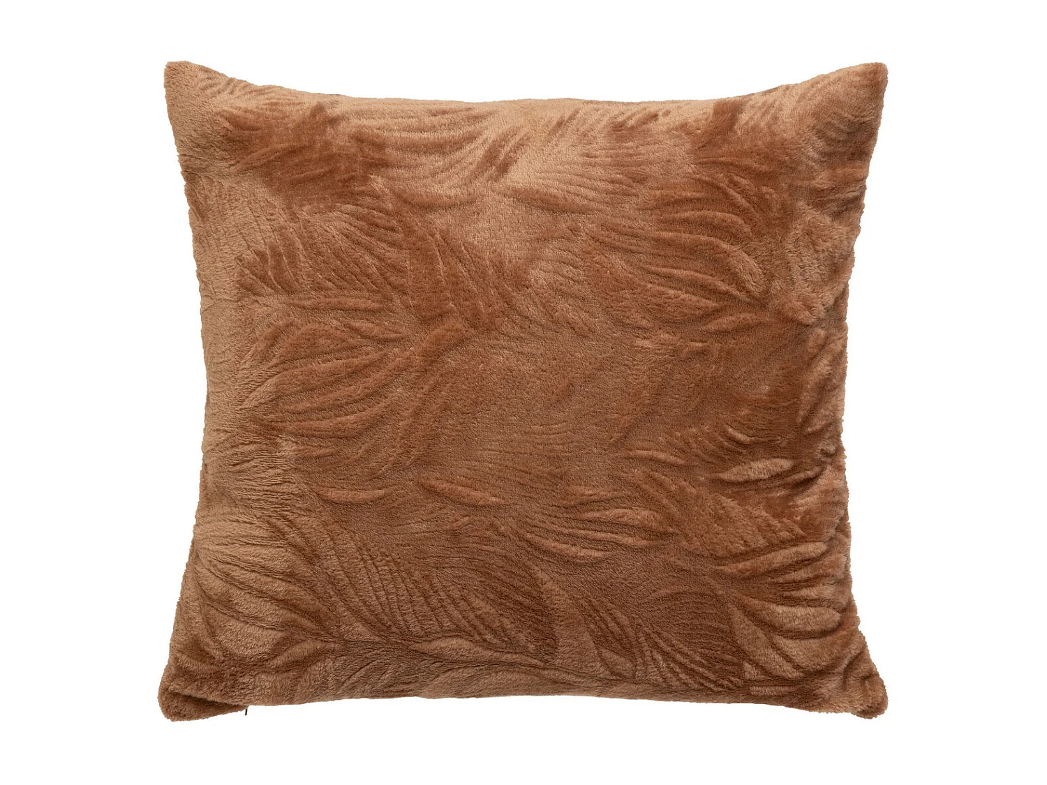 Coussin décoratif flanelle Terracotta  motif en relief 40 x 40 cm