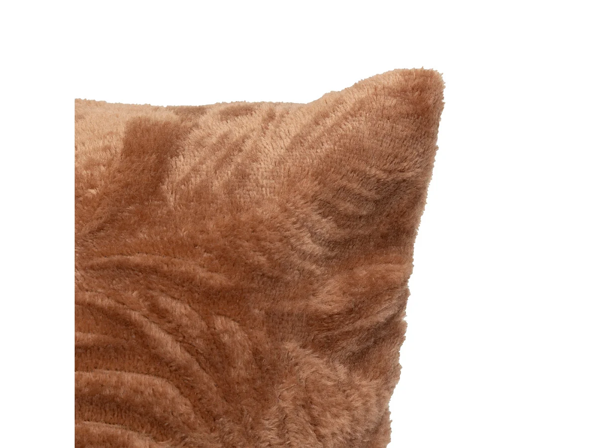 Coussin décoratif flanelle Terracotta  motif en relief 40 x 40 cm