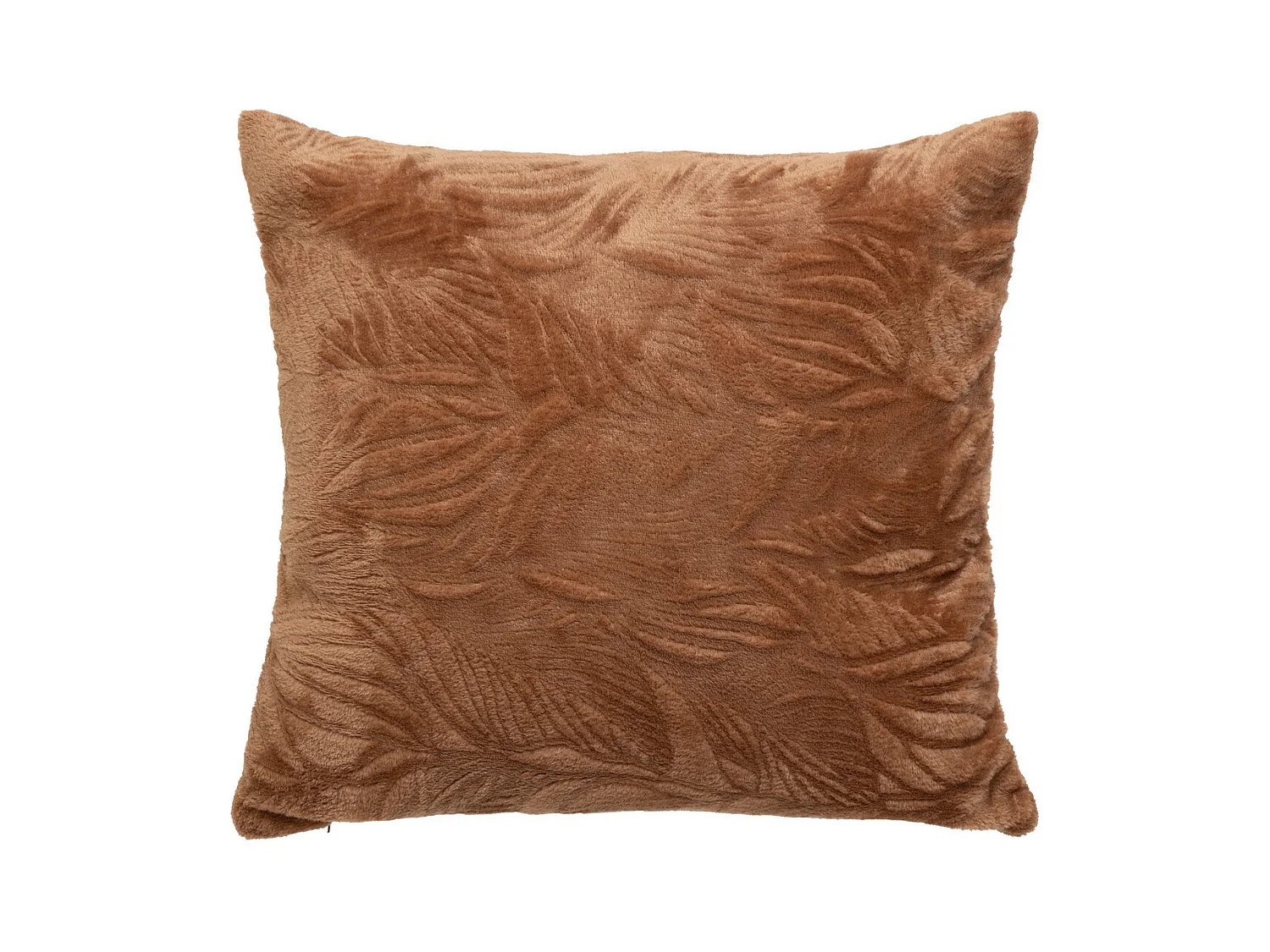 Coussin décoratif flanelle Terracotta  motif en relief 40 x 40 cm