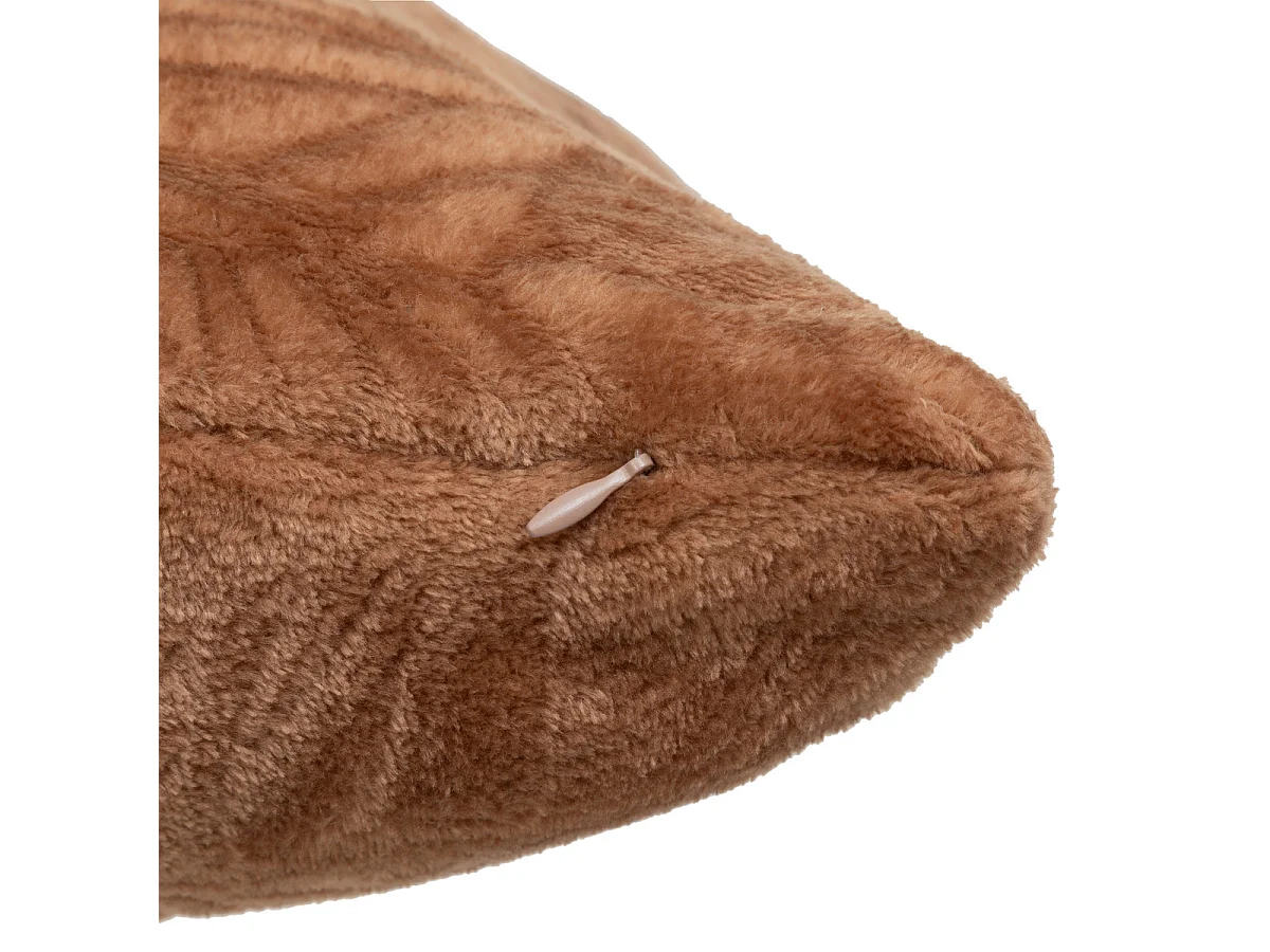 Coussin décoratif flanelle Terracotta  motif en relief 40 x 40 cm