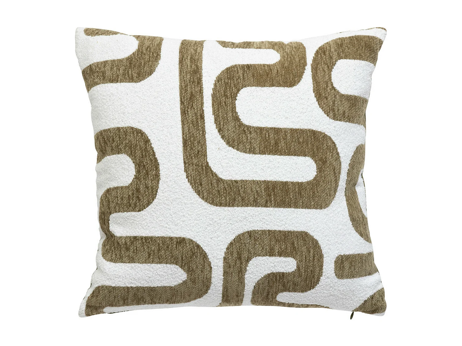 Coussin décoratif jacquard chenille Vert kaki  40 x 40 cm