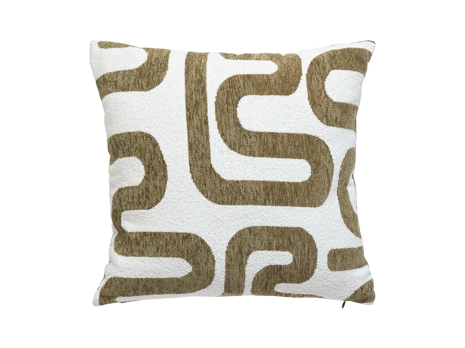 Coussin décoratif jacquard chenille Vert kaki  40 x 40 cm