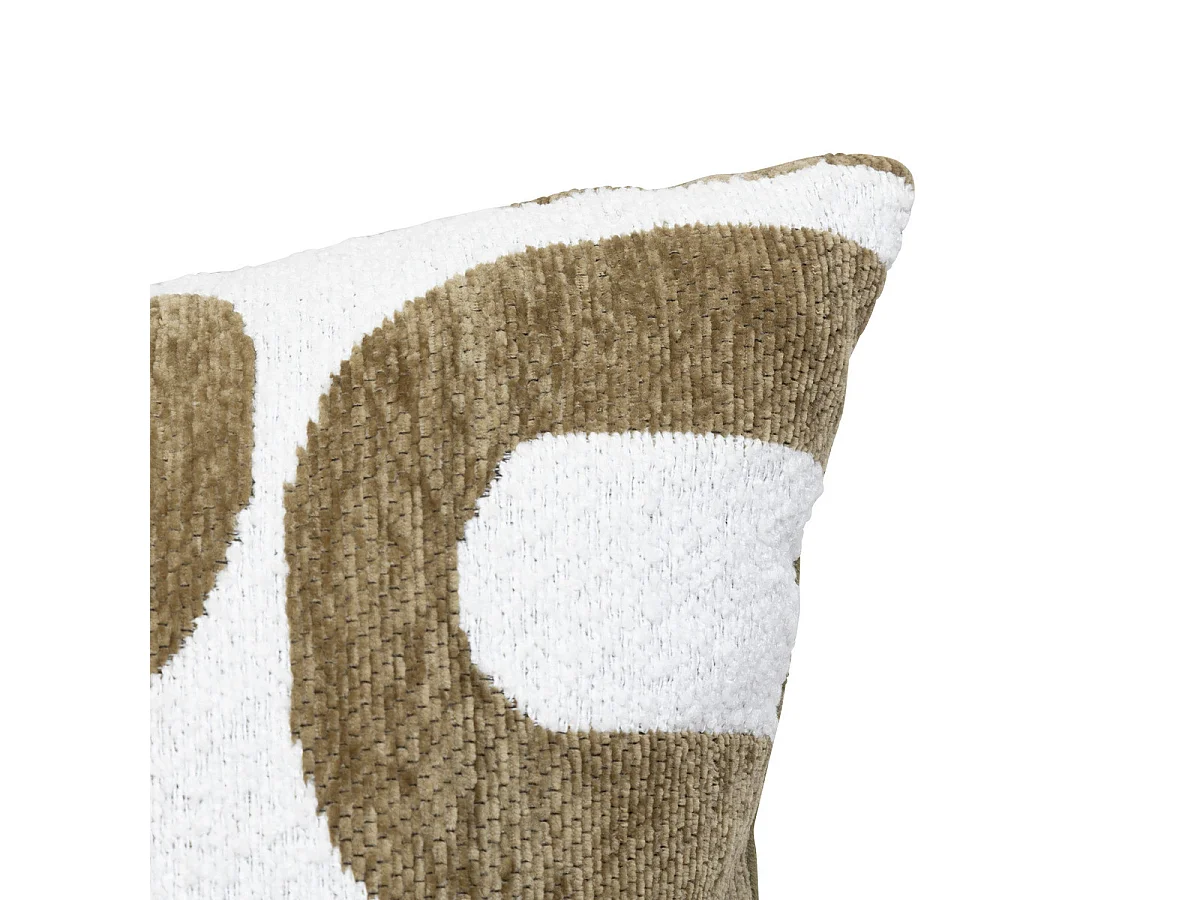 Coussin décoratif jacquard chenille Vert kaki  40 x 40 cm