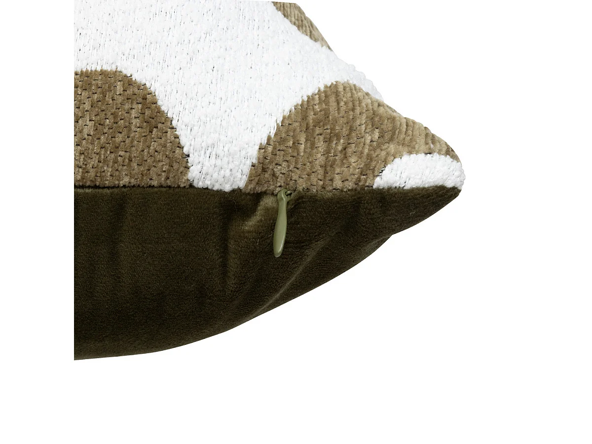 Coussin décoratif jacquard chenille Vert kaki  40 x 40 cm