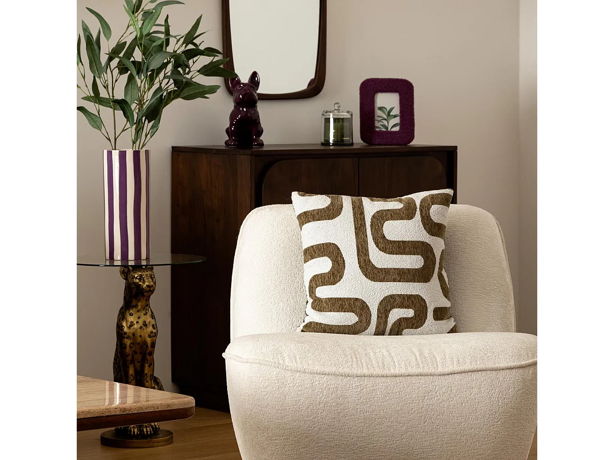 Coussin décoratif jacquard chenille Vert kaki  40 x 40 cm