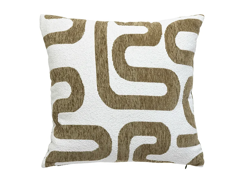 Coussin décoratif jacquard chenille Vert kaki  40 x 40 cm