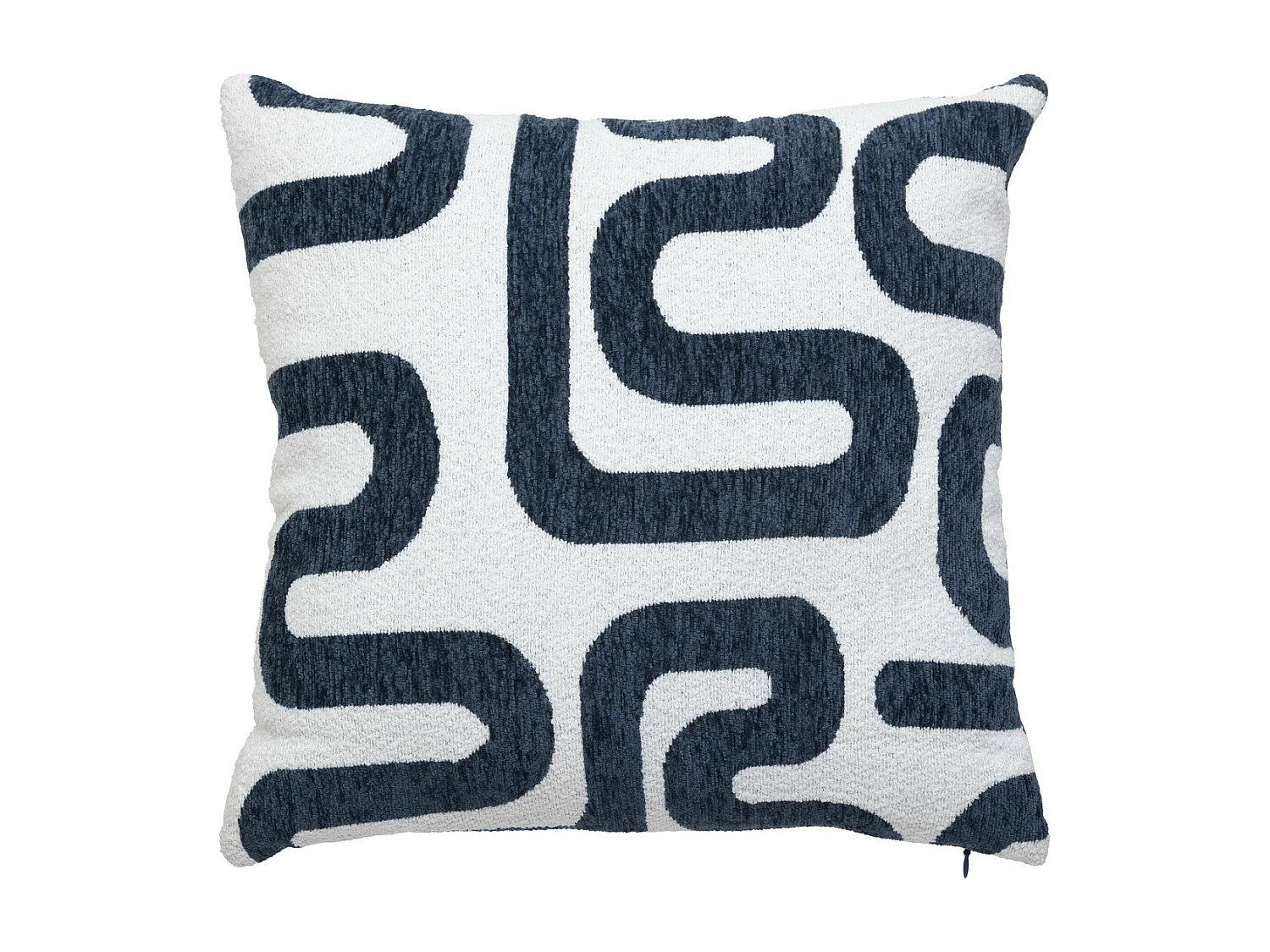 Coussin décoratif jacquard chenille  Bleu Egéen 40 x 40 cm